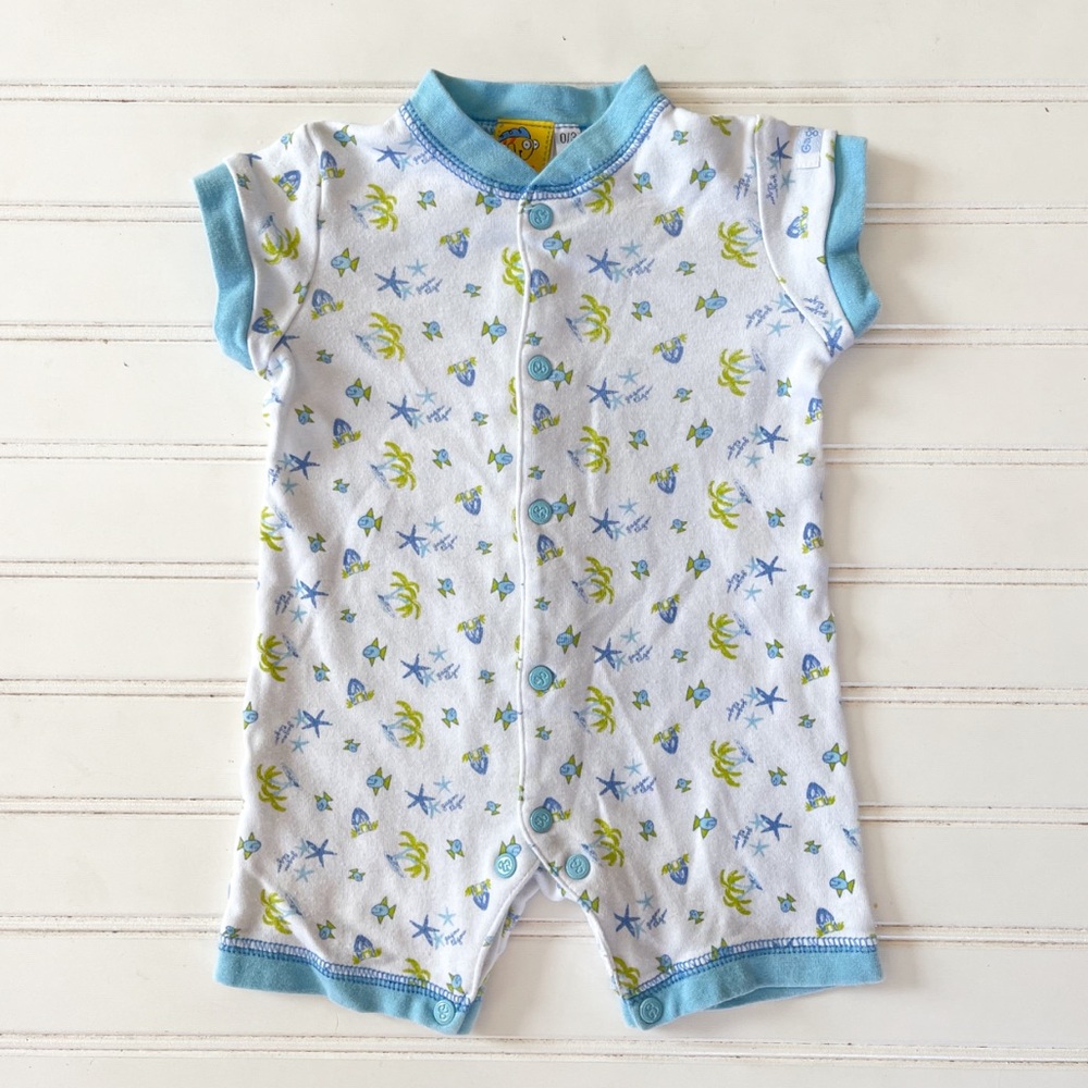 GAGOU TAGOU VGUC Boys Ocean Print Romper Summer Outfit